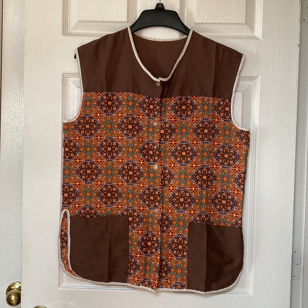 VTG 70’s Southwest Novelty Print Artist Art Smock Blouse Top